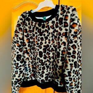 Wild Fable leopard print faux fur sweater